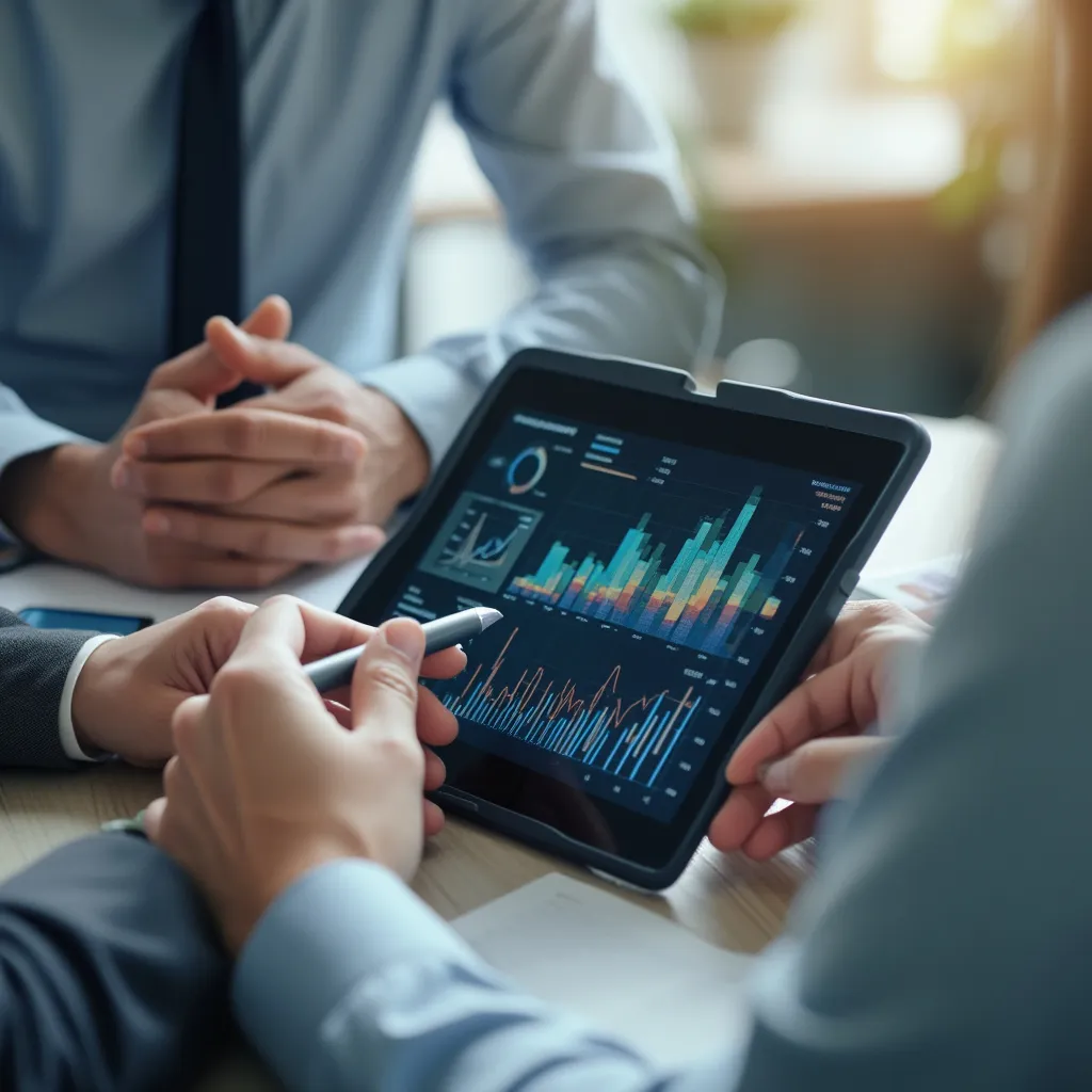 Consultor trabajando con cliente en optimización de recursos